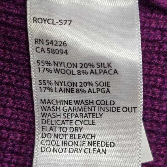 WOMENS ROYAL ROBBINS PURPLE RIBBED CARDIGAN WATERFALL COLLAR EGGPLANT COLOR MED - Picture 4 of 8